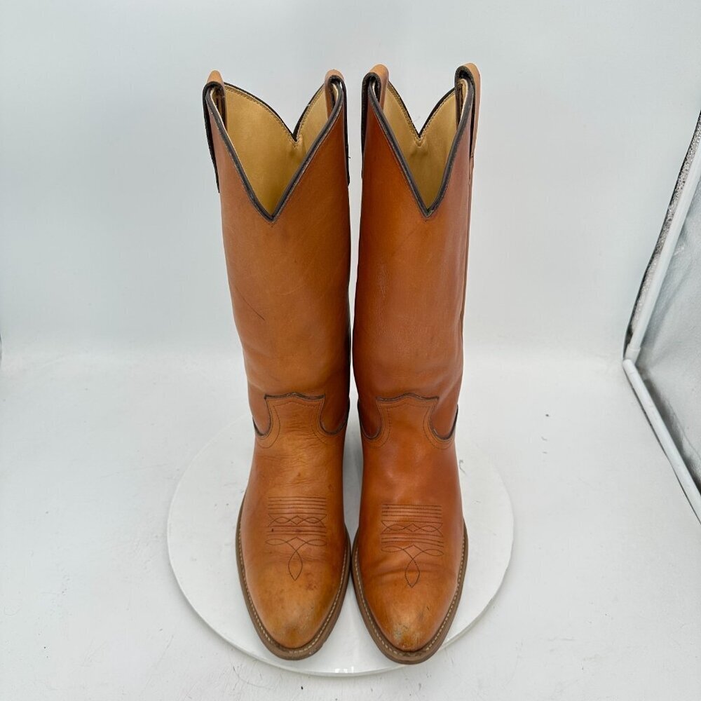 Nocona American Classics Men’s 10.5 D Tan Leather Made in USA Cowboy Boot - Picture 3 of 13